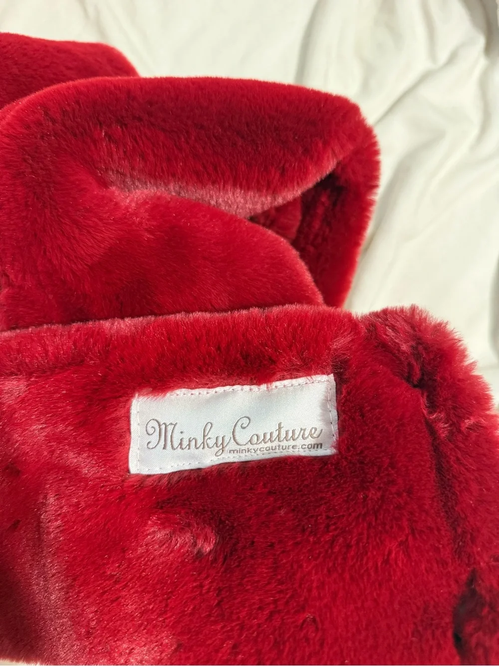 Minky Couture Red Lux Plush Faux Fur Scarf